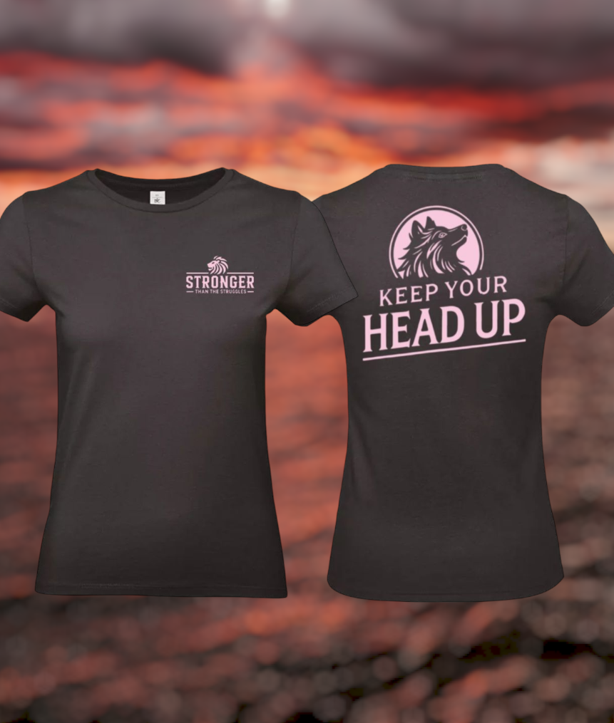 Keep Your Head Up Dames T-Shirt - Power Edition (Roségouden & Roze logo's)
