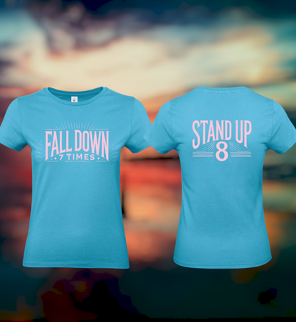 Rise Again Dames T-Shirt – Power Edition (Roségouden & Roze Logo's)