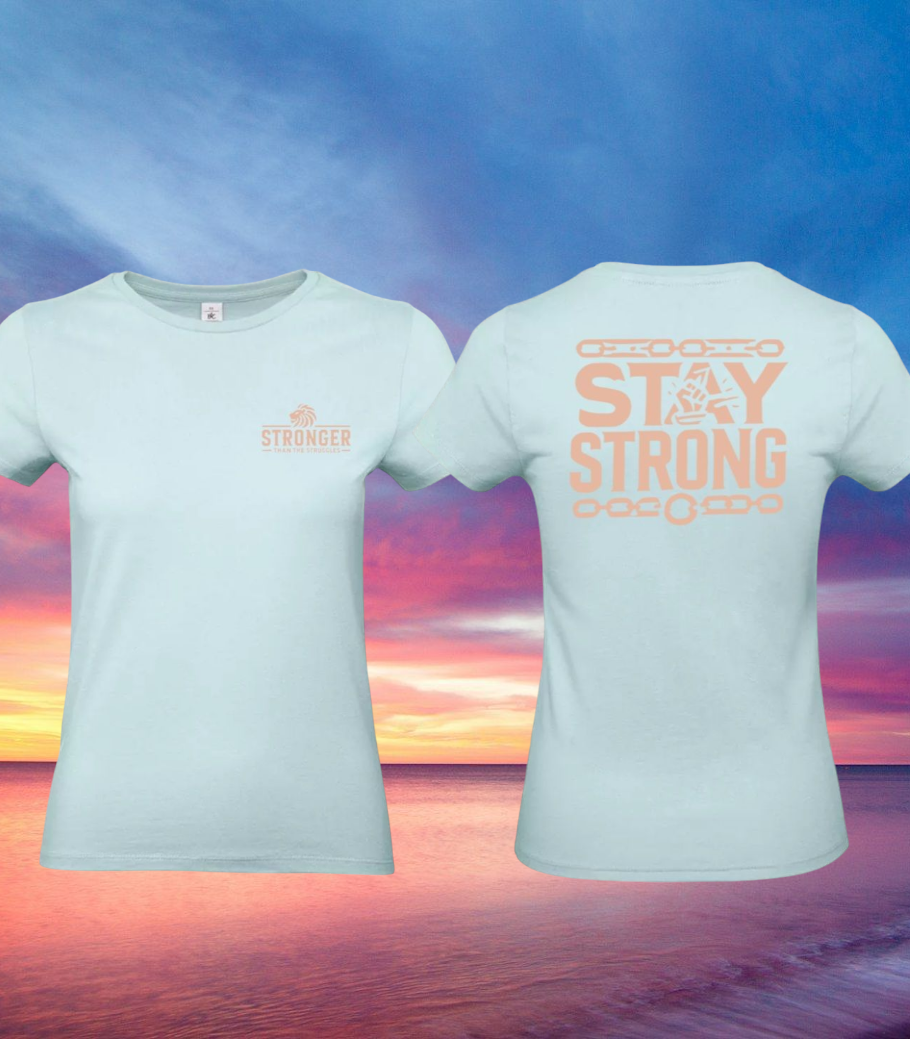 Stay Strong Dames T-Shirt - Power Edition (Roségouden & Roze Logo's)