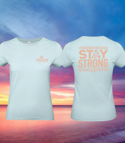 Stay Strong Dames T-Shirt - Power Edition (Roségouden & Roze Logo's)
