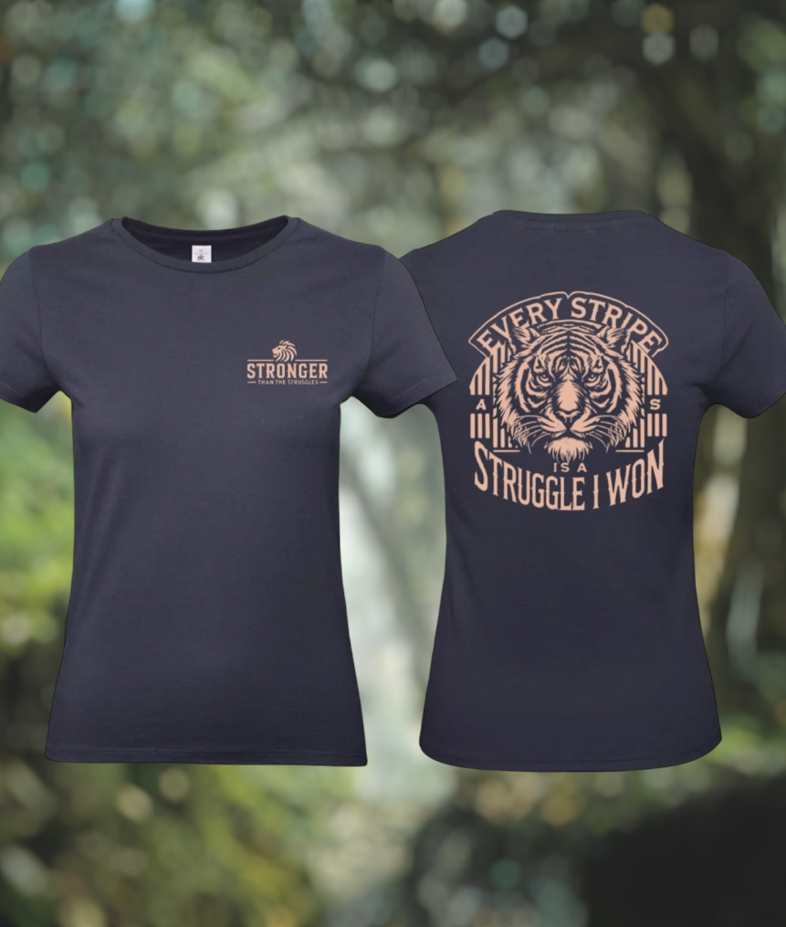 Earned Stripes Dames T-Shirt - Power Edition  (Roségouden & Roze logo's)