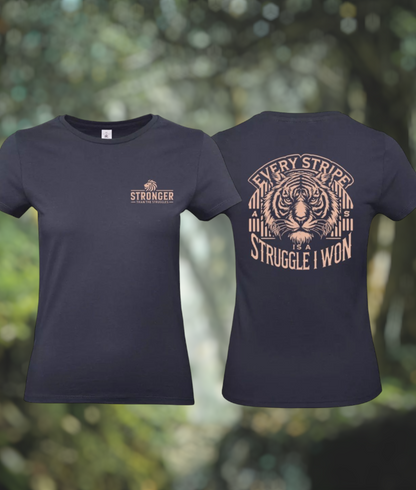 Earned Stripes Dames T-Shirt - Power Edition  (Roségouden & Roze logo's)