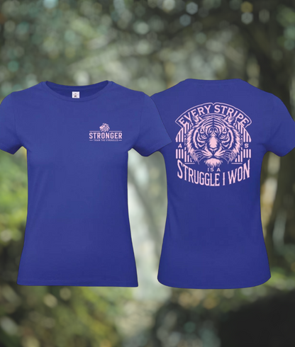 Earned Stripes Dames T-Shirt - Power Edition  (Roségouden & Roze logo's)