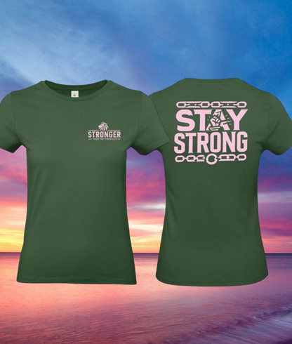 Stay Strong Dames T-Shirt - Power Edition (Roségouden & Roze Logo's)