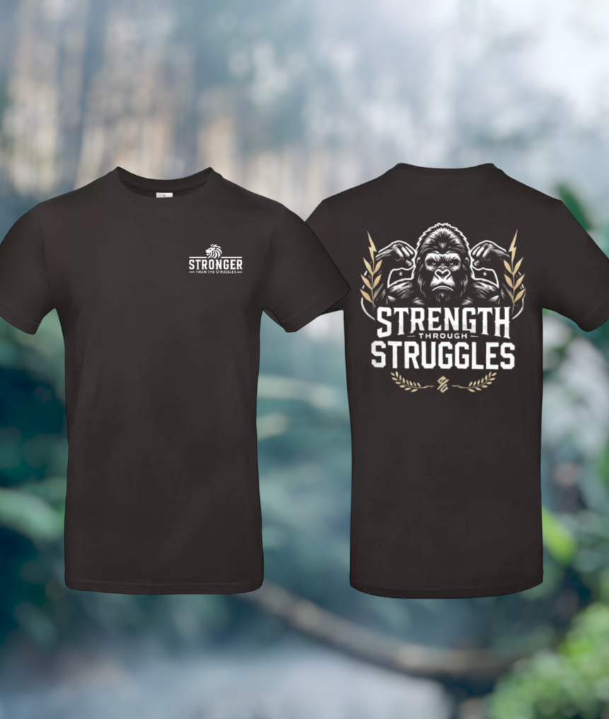 Strength Through Struggles Heren T-Shirt - Power Edition  (Goud/Witte & Gouden logo's