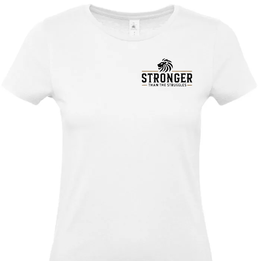 Stronger Than The Struggles Dames T-Shirt - Original Edition (Zwart/Bronze & Wit/Bronze Logo)