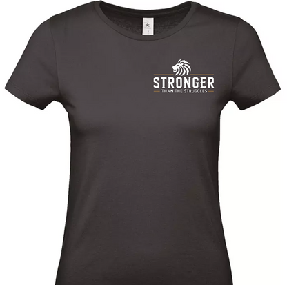 Stronger Than The Struggles Dames T-Shirt - Original Edition (Zwart/Bronze & Wit/Bronze Logo)