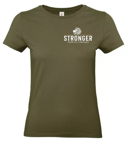 Stronger Than The Struggles Dames T-Shirt - Original Edition (Zwart/Bronze & Wit/Bronze Logo)