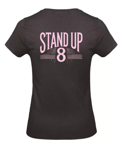 Rise Again Dames T-Shirt – Power Edition (Roségouden & Roze Logo's)