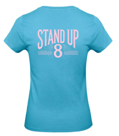 Rise Again Dames T-Shirt – Power Edition (Roségouden & Roze Logo's)