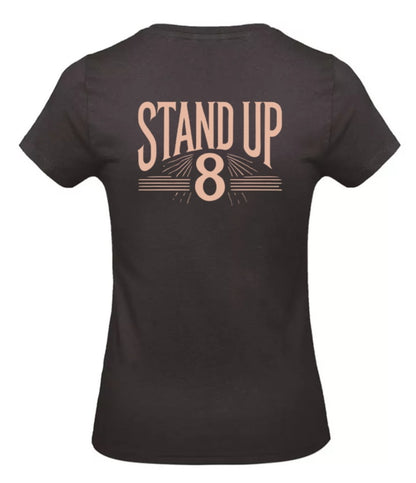 Rise Again Dames T-Shirt – Power Edition (Roségouden & Roze Logo's)