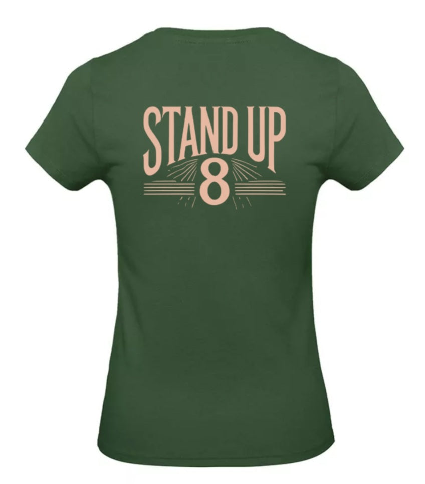 Rise Again Dames T-Shirt – Power Edition (Roségouden & Roze Logo's)