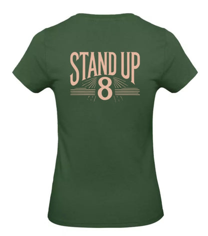 Rise Again Dames T-Shirt – Power Edition (Roségouden & Roze Logo's)