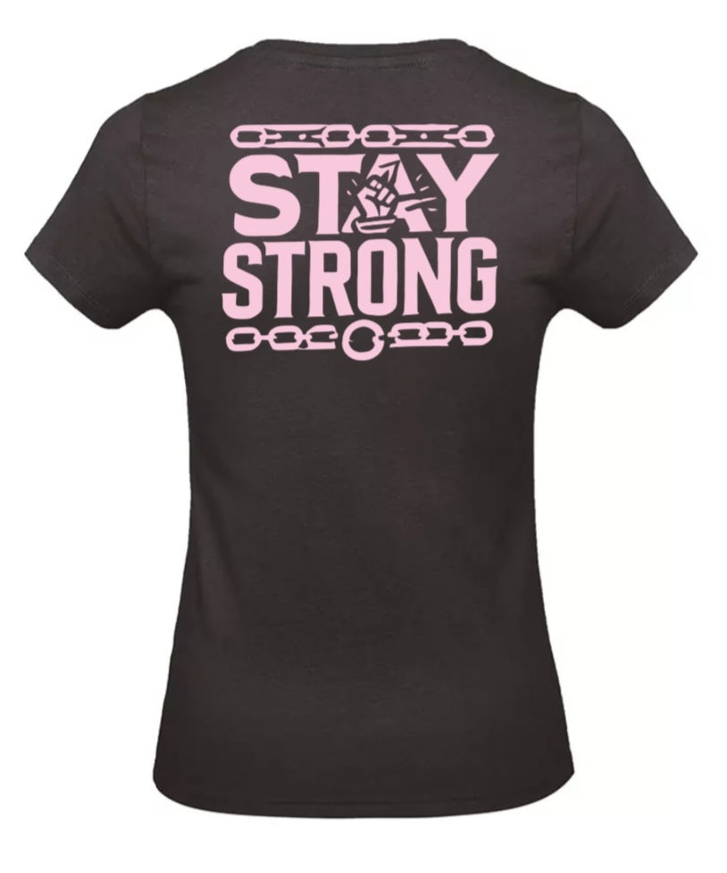 Stay Strong Dames T-Shirt - Power Edition (Roségouden & Roze Logo's)