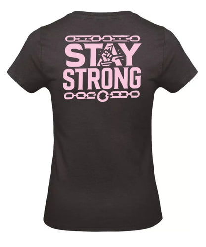 Stay Strong Dames T-Shirt - Power Edition (Roségouden & Roze Logo's)