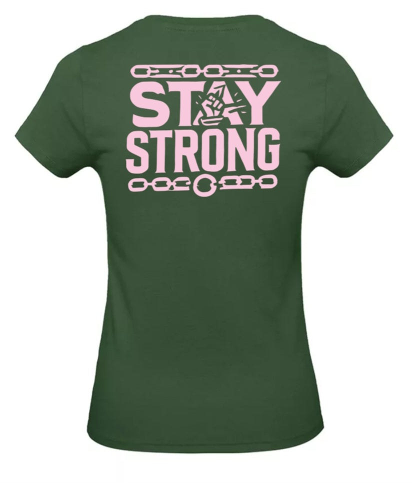 Stay Strong Dames T-Shirt - Power Edition (Roségouden & Roze Logo's)