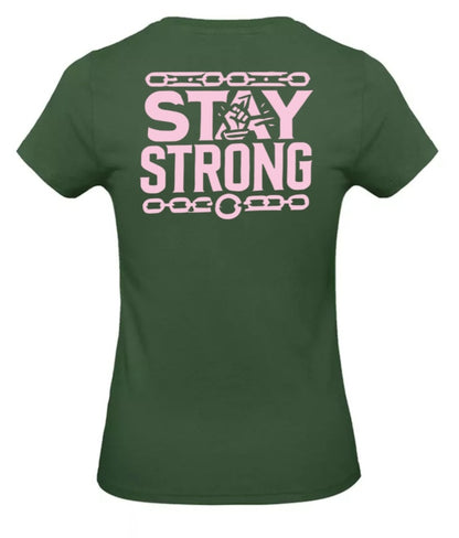 Stay Strong Dames T-Shirt - Power Edition (Roségouden & Roze Logo's)