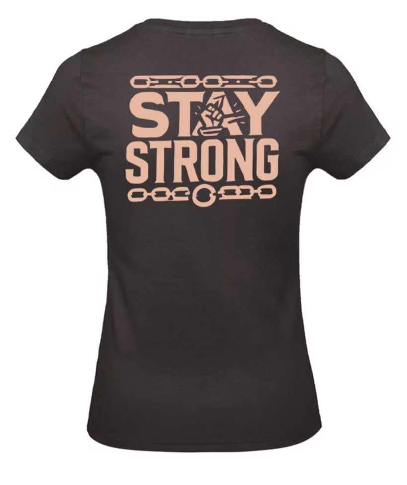 Stay Strong Dames T-Shirt - Power Edition (Roségouden & Roze Logo's)