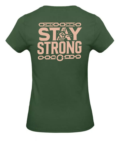 Stay Strong Dames T-Shirt - Power Edition (Roségouden & Roze Logo's)