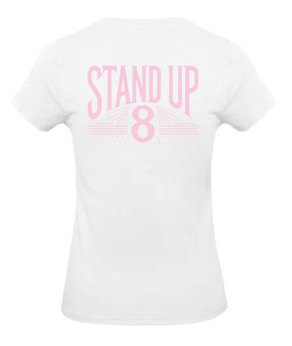 Rise Again Dames T-Shirt – Power Edition (Roségouden & Roze Logo's)