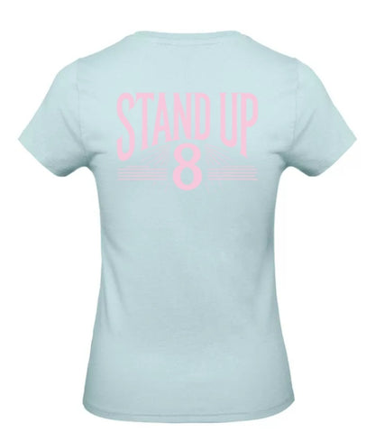 Rise Again Dames T-Shirt – Power Edition (Roségouden & Roze Logo's)