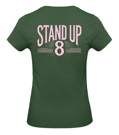 Rise Again Dames T-Shirt – Power Edition (Roségouden & Roze Logo's)