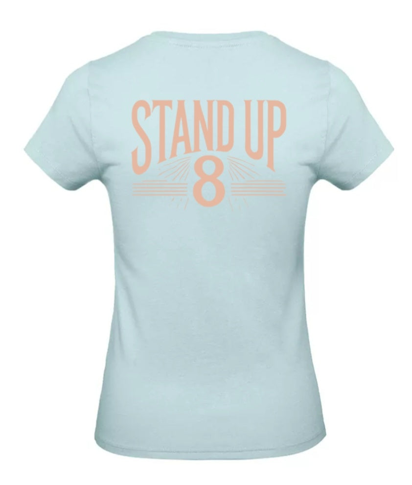 Rise Again Dames T-Shirt – Power Edition (Roségouden & Roze Logo's)