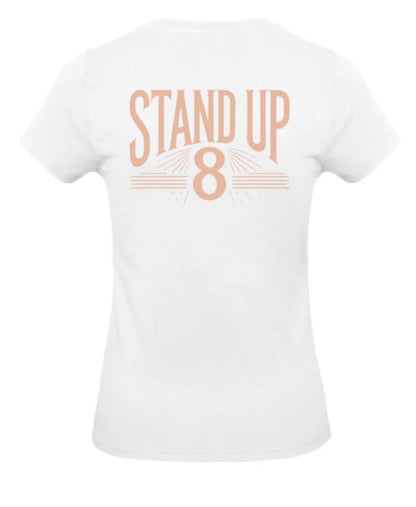 Rise Again Dames T-Shirt – Power Edition (Roségouden & Roze Logo's)