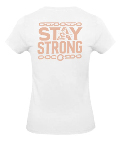 Stay Strong Dames T-Shirt - Power Edition (Roségouden & Roze Logo's)