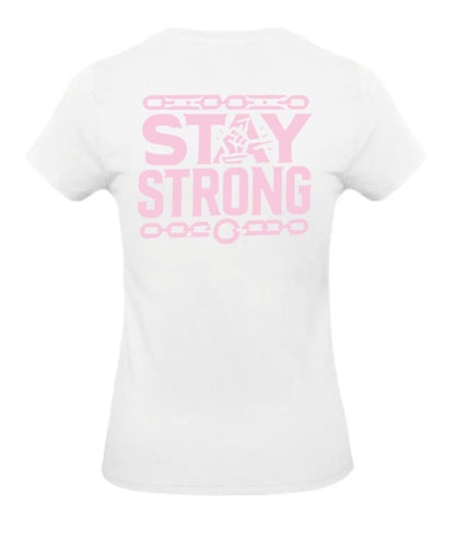 Stay Strong Dames T-Shirt - Power Edition (Roségouden & Roze Logo's)