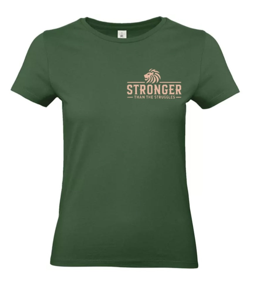 Stronger Than The Struggles Dames T-Shirt - Power Edition (Roségouden & Roze logo)