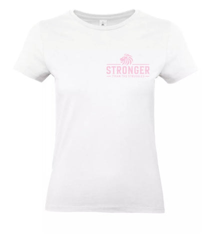 Stronger Than The Struggles Dames T-Shirt - Power Edition (Roségouden & Roze logo)