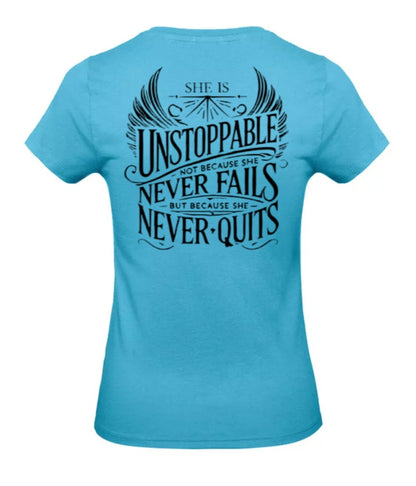She Is Unstoppable Dames T-Shirt - Classic Edition (Witte & Zwarte logo's)