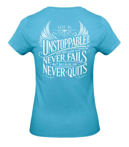 She Is Unstoppable Dames T-Shirt - Classic Edition (Witte & Zwarte logo's)