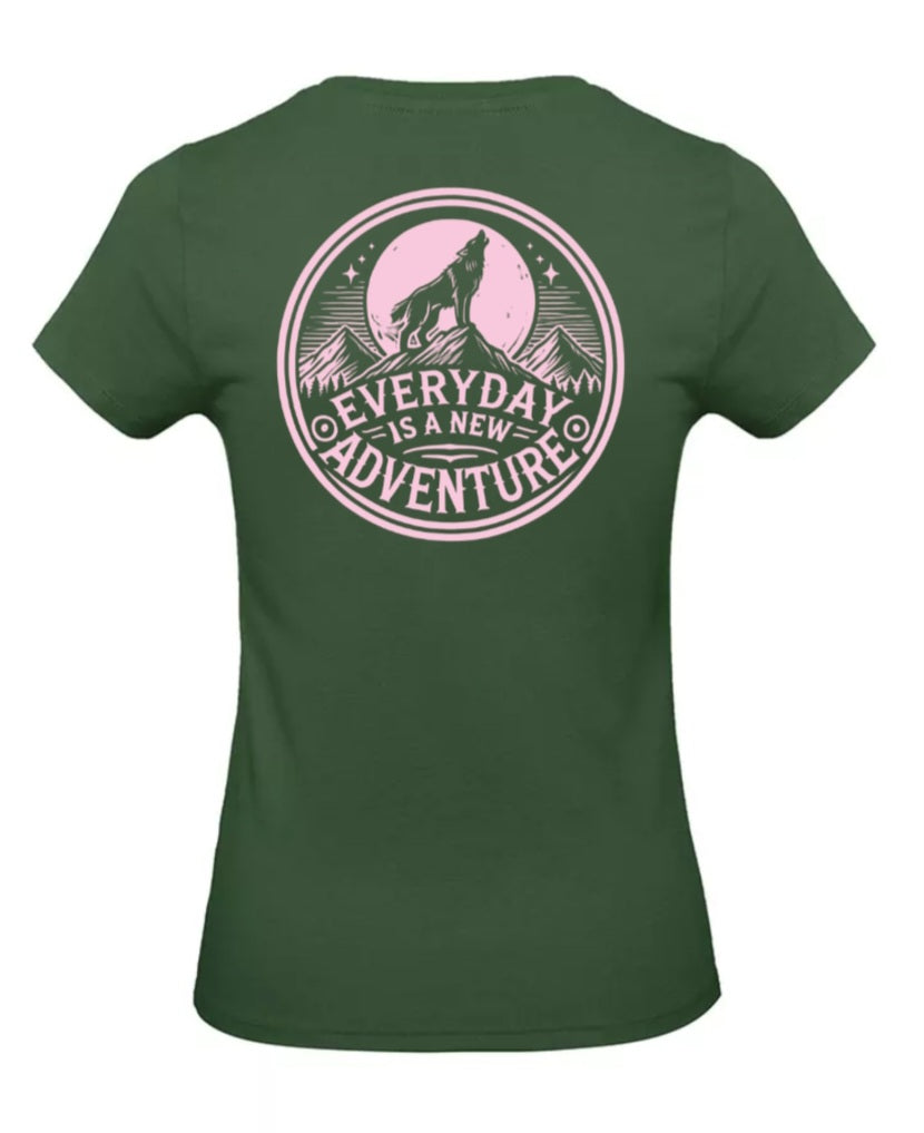 Everyday Is A New Adventure Dames T-Shirt - Power Edition  (Roségouden & Roze logo's)