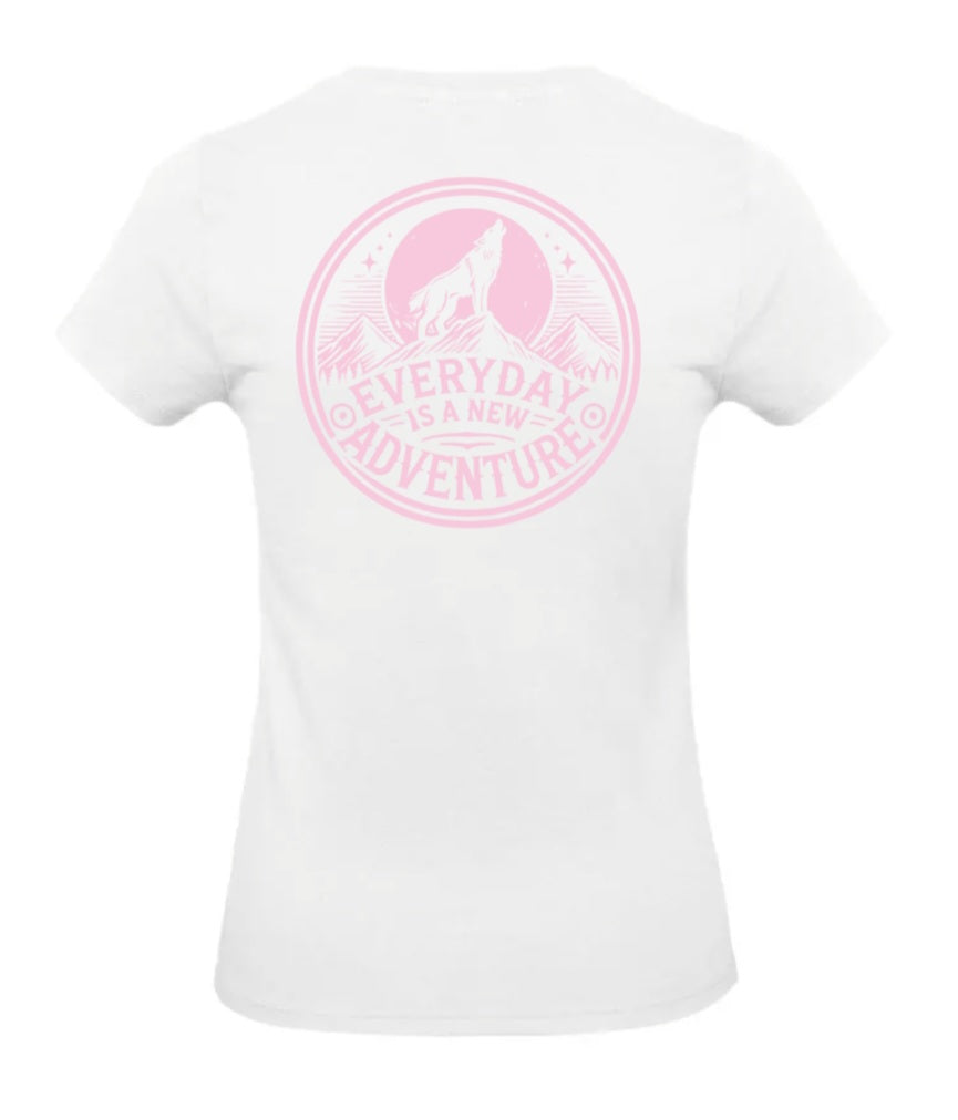 Everyday Is A New Adventure Dames T-Shirt - Power Edition  (Roségouden & Roze logo's)