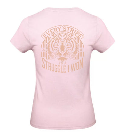Earned Stripes Dames T-Shirt - Power Edition  (Roségouden & Roze logo's)