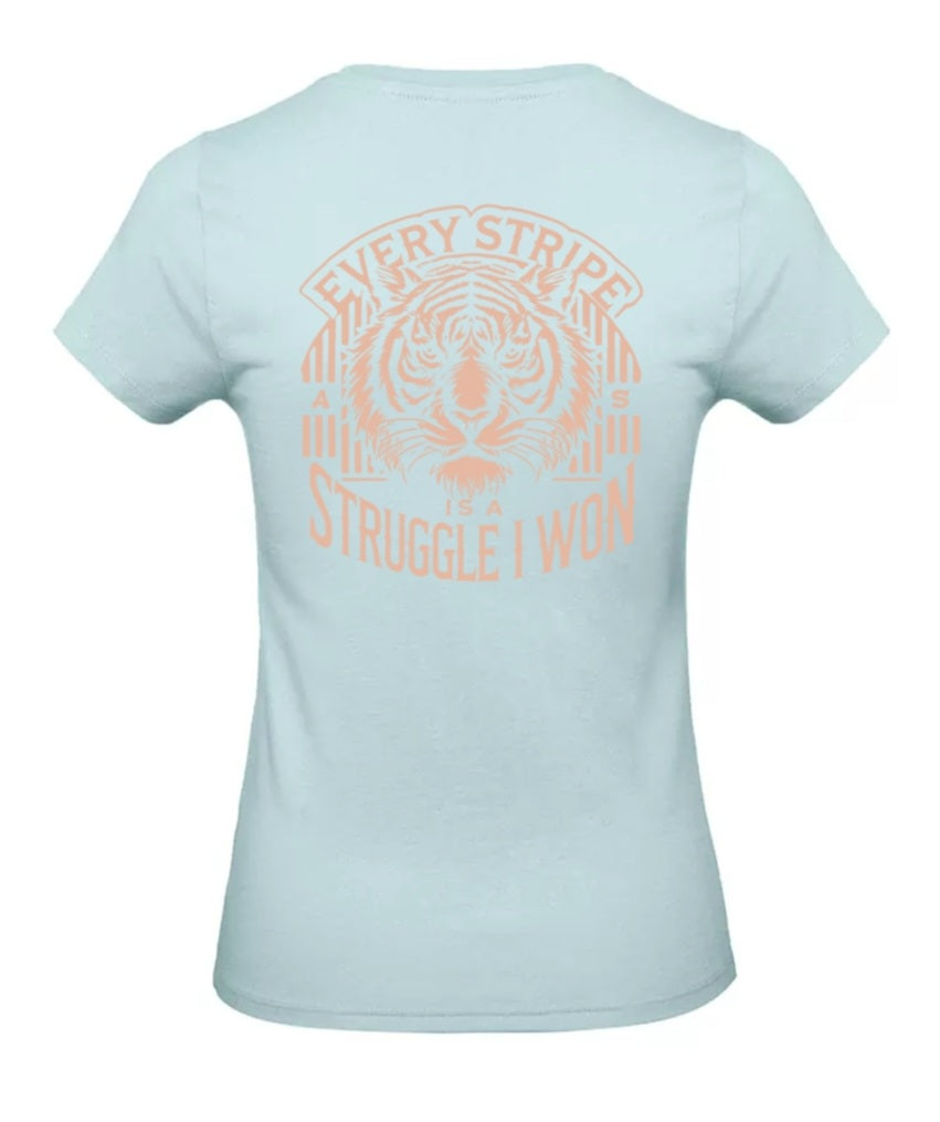 Earned Stripes Dames T-Shirt - Power Edition  (Roségouden & Roze logo's)