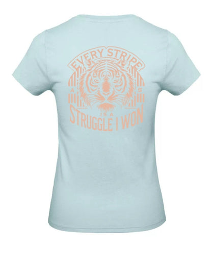 Earned Stripes Dames T-Shirt - Power Edition  (Roségouden & Roze logo's)