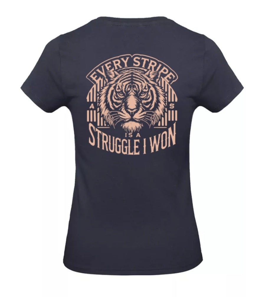 Earned Stripes Dames T-Shirt - Power Edition  (Roségouden & Roze logo's)