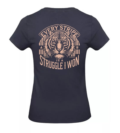 Earned Stripes Dames T-Shirt - Power Edition  (Roségouden & Roze logo's)