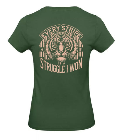 Earned Stripes Dames T-Shirt - Power Edition  (Roségouden & Roze logo's)