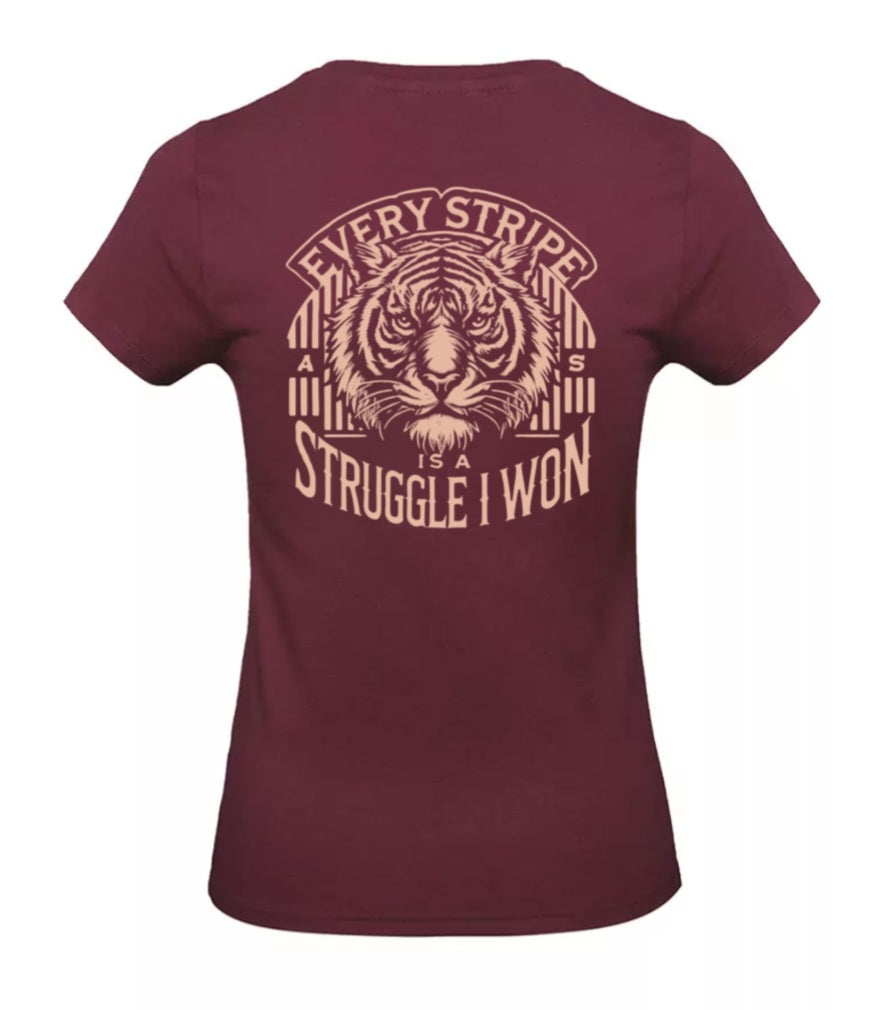 Earned Stripes Dames T-Shirt - Power Edition  (Roségouden & Roze logo's)