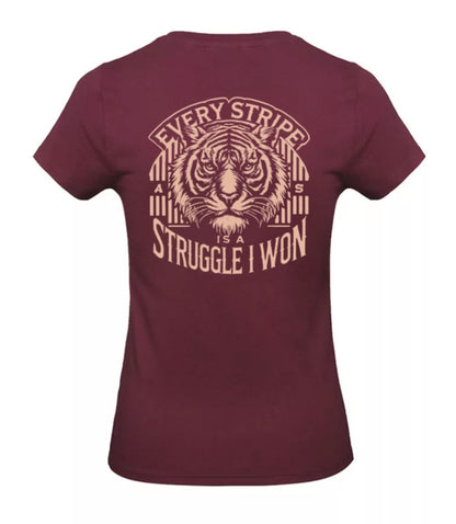 Earned Stripes Dames T-Shirt - Power Edition  (Roségouden & Roze logo's)