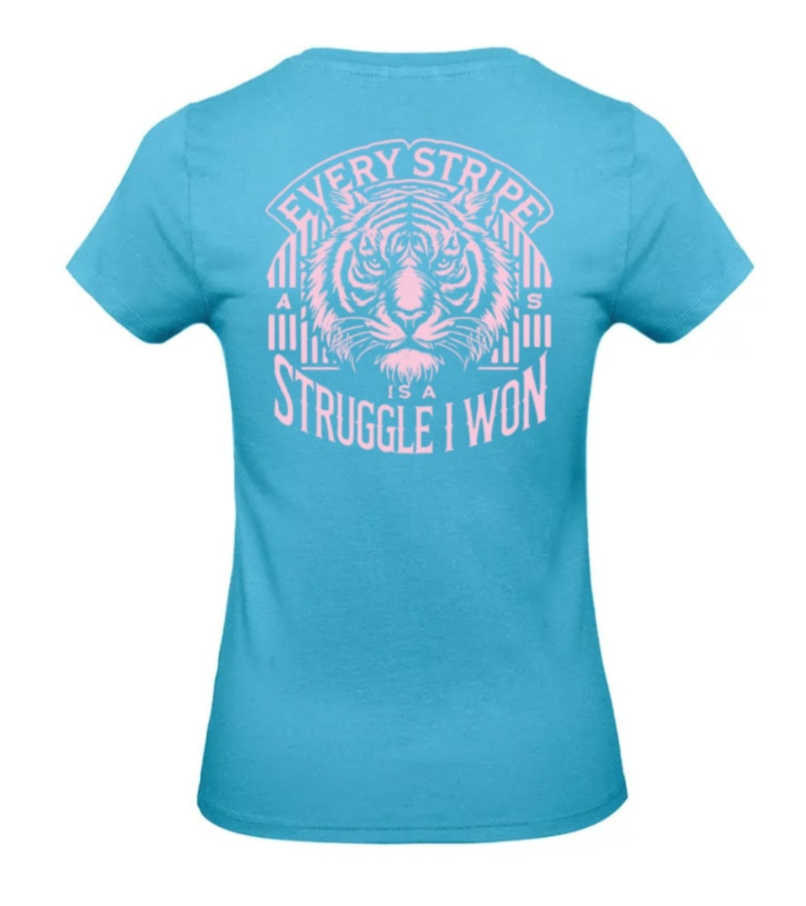 Earned Stripes Dames T-Shirt - Power Edition  (Roségouden & Roze logo's)