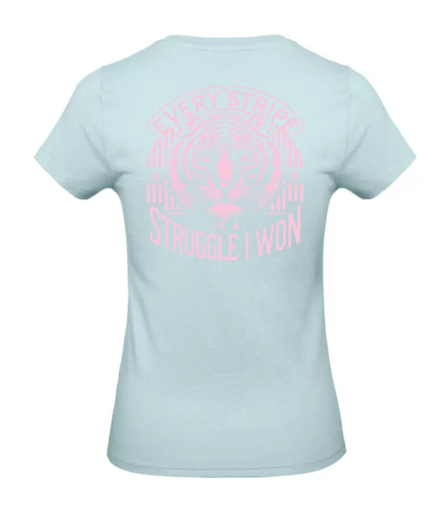 Earned Stripes Dames T-Shirt - Power Edition  (Roségouden & Roze logo's)