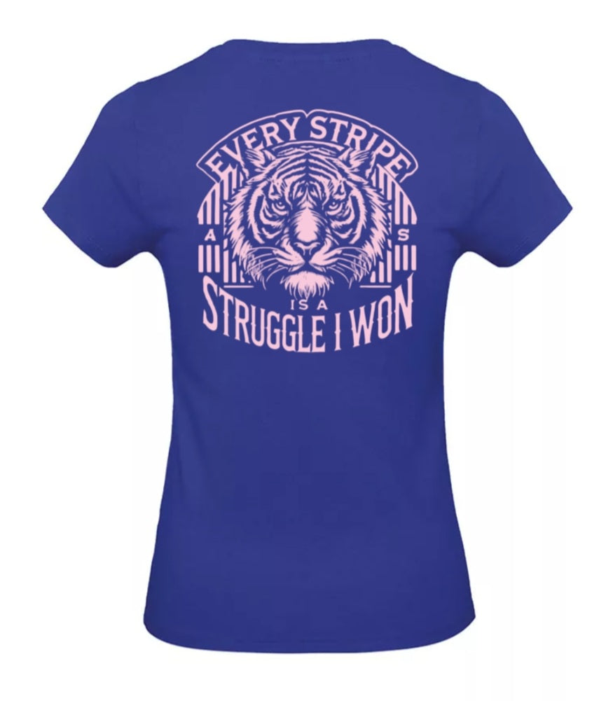 Earned Stripes Dames T-Shirt - Power Edition  (Roségouden & Roze logo's)