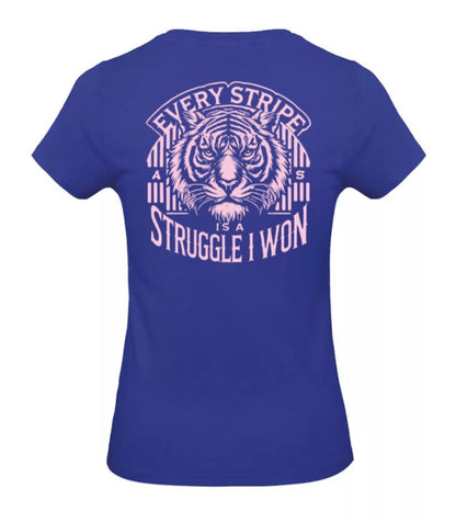 Earned Stripes Dames T-Shirt - Power Edition  (Roségouden & Roze logo's)