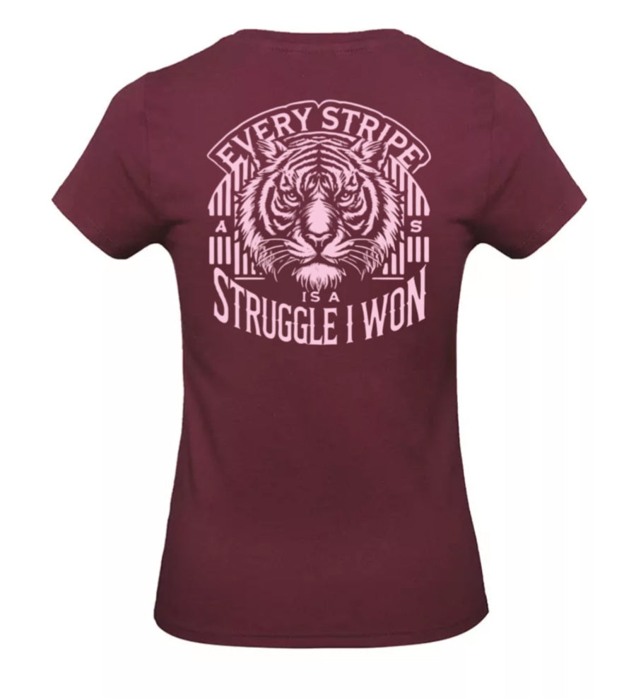 Earned Stripes Dames T-Shirt - Power Edition  (Roségouden & Roze logo's)
