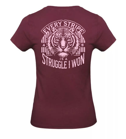 Earned Stripes Dames T-Shirt - Power Edition  (Roségouden & Roze logo's)